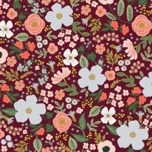 Garden Party By Rifle Paper Co. For Cotton + Steel - Burgundy Metallic