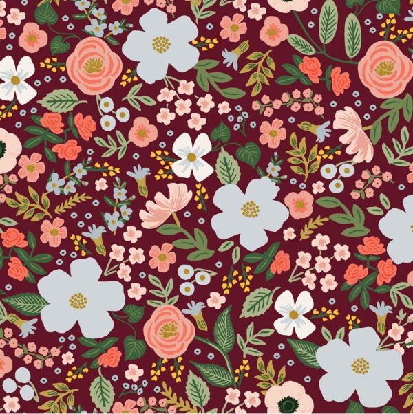 Garden Party By Rifle Paper Co. For Cotton + Steel - Burgundy Metallic