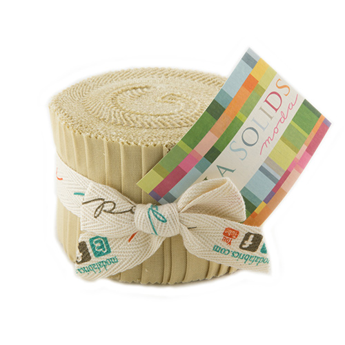 Bella Solids Junior Jelly Roll - Parchment - Packs Of 4