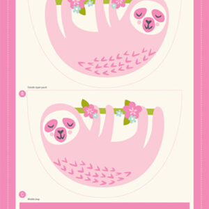 Cut Sew Create Packaged Digital Panel By Moda - Sloth Zipper Pouch 19" X 13.5\' Min. Of 4