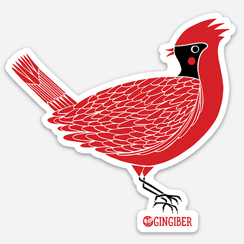 Sticker Cardinal By Gingiber For Moda - Multiple Of 6