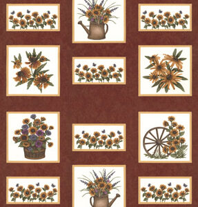 Sunflower Garden By Holly Taylor For Moda - 24" X 44" Panel - Rust