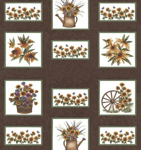 Sunflower Garden By Holly Taylor For Moda - 24" X 44" Panel - Brown