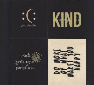 Think Ink Canvas By Zen Chic For Moda - 24" X 44" Panel - Metallic - Black/Natural