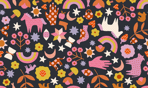 Meadow Star By Alexia Marcelle Abegg Of Ruby Star Society For Moda - Soft Black