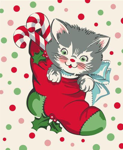 Kitty Christmas By Urban Chiks For Moda - 36" X 44" Panel - Snow