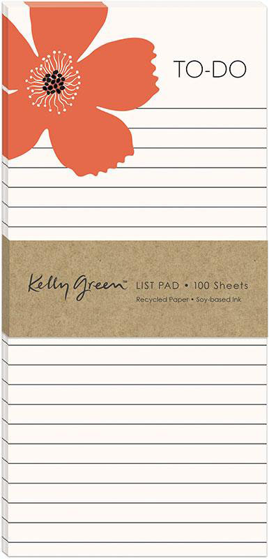 Kg Green Garden List Pad Coral  Flower 4" X 8.5" By Punch Studio For Moda  - Multiple Of 4