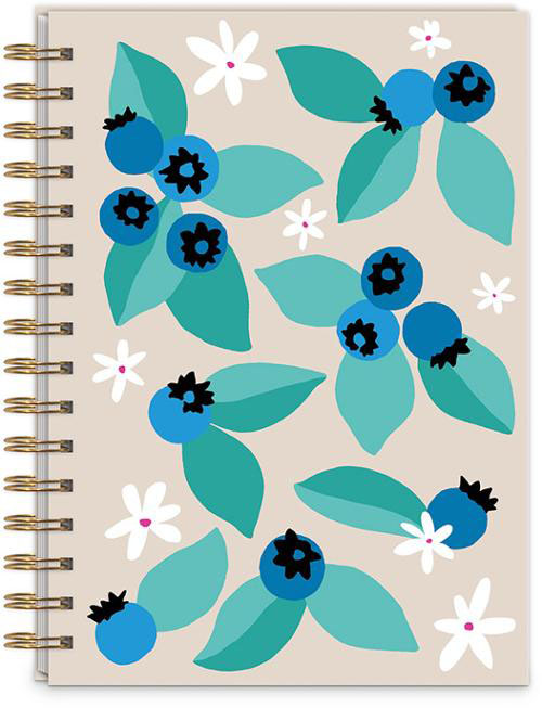 Kg Fruit Market Spiral Journal Blueberry 6.75" X 8.5" By Punch Studio For Moda  - Multiple Of 4