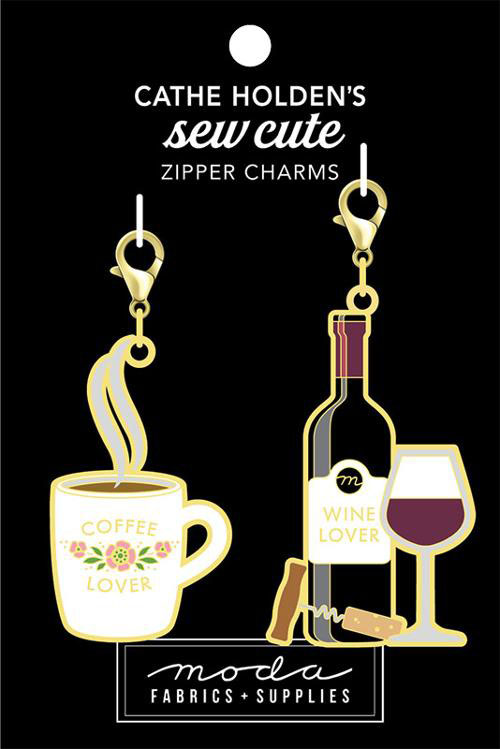 Coffee Wine Zip Pull 2ct By Cathe Holden For Moda  - Multiple Of 3
