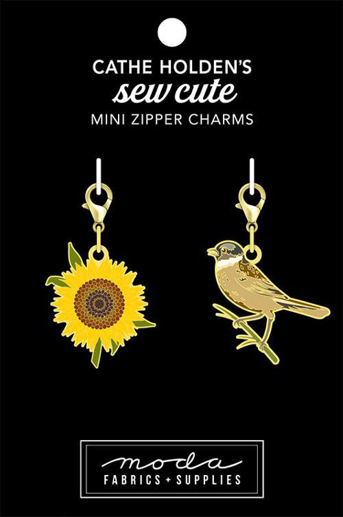 Mini Flower Bird Zip Pull 2ct By Cathe Holden For Moda  - Multiple Of 3