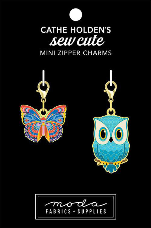 Mini Butterfly Owl Zip Pull 2ct By Cathe Holden For Moda  - Multiple Of 3