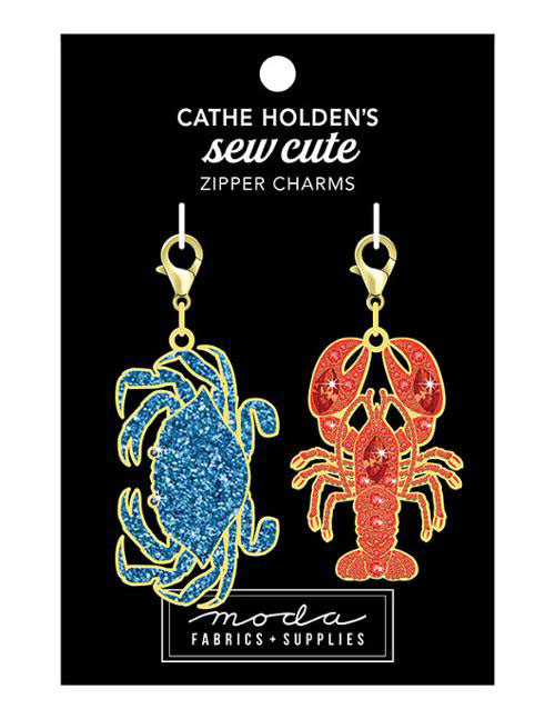 Crab Lobster Zip Pull 2ct By Cathe Holden For Moda  - Multiple Of 3