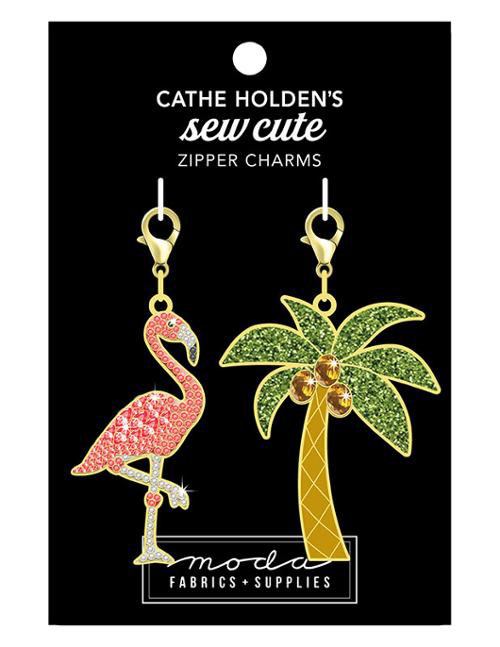 Flamingo Palm Zip Pull 2ct By Cathe Holden For Moda  - Multiple Of 3