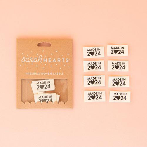 Sew In Labels Made In By Sarah Hearts For Moda - Black - Multiple Of 6