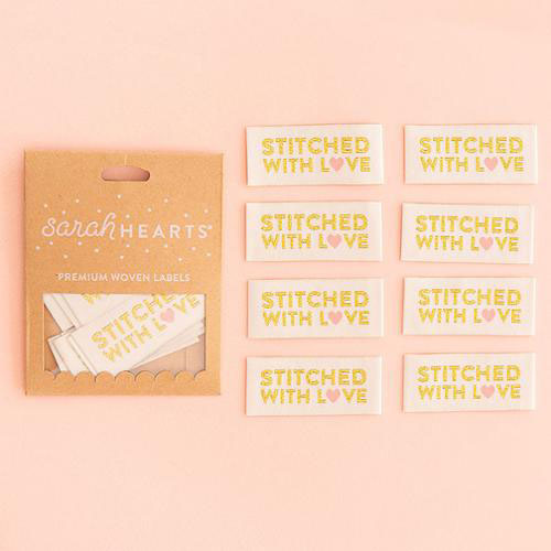 Sew In Labels Stitched W/Love Gold By Sarah Hearts For Moda  - Multiple Of 6