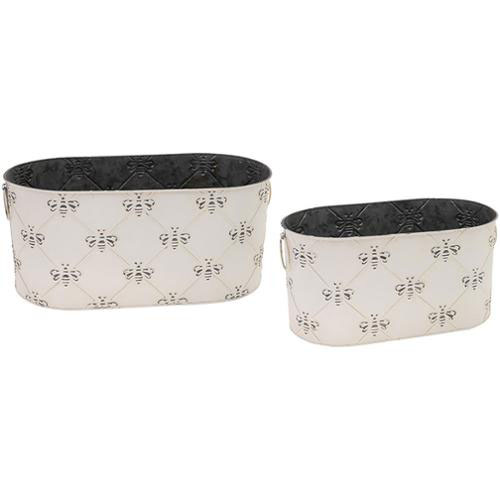 Oval Distressed Bee Buckets 2ct By Boston International For Moda