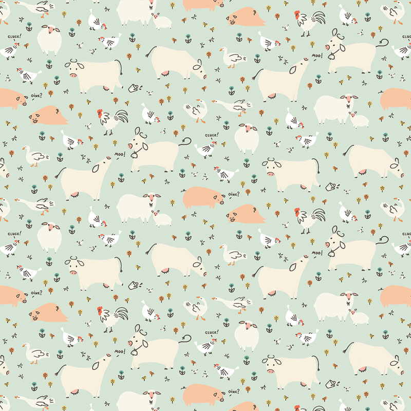 Friendly Farm By Kimberly Morgan For Rjr Fabrics - Pasture - Soft Teal