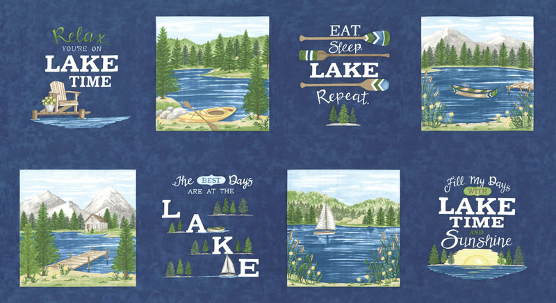 On Lake Time By Deb Strain For Moda - Panel 24" X 45" - Deep Water