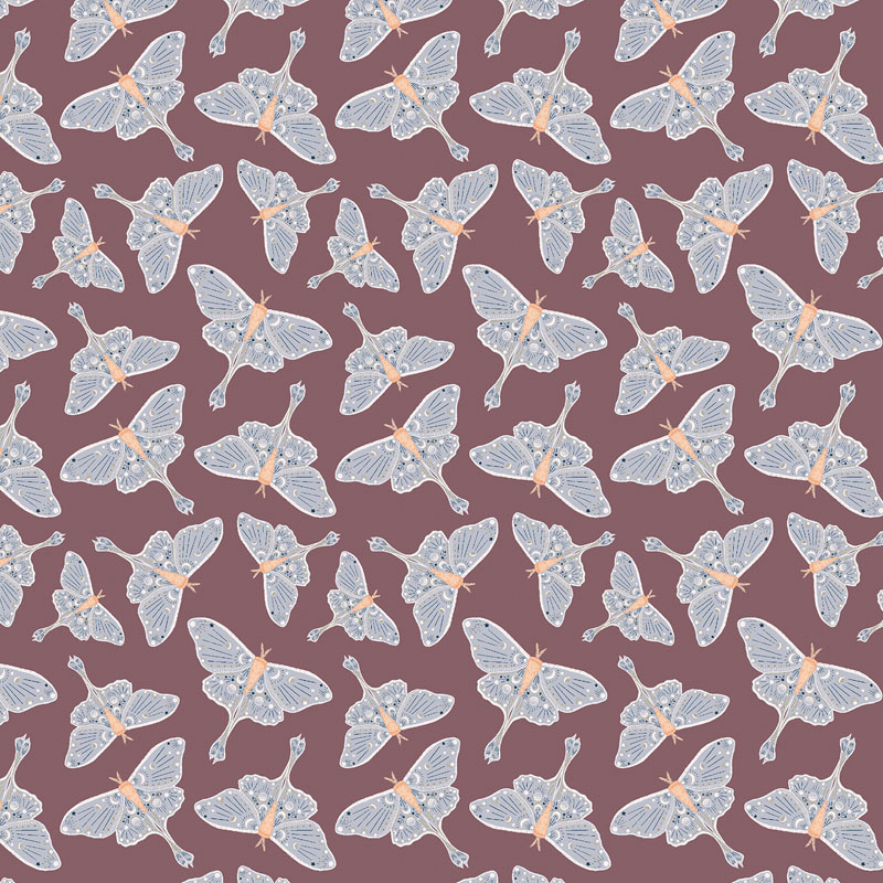 Stay Up Late By Brittany Polatis For Cotton + Steel Fabrics - Mulberry Wine - Metallic Fabrics