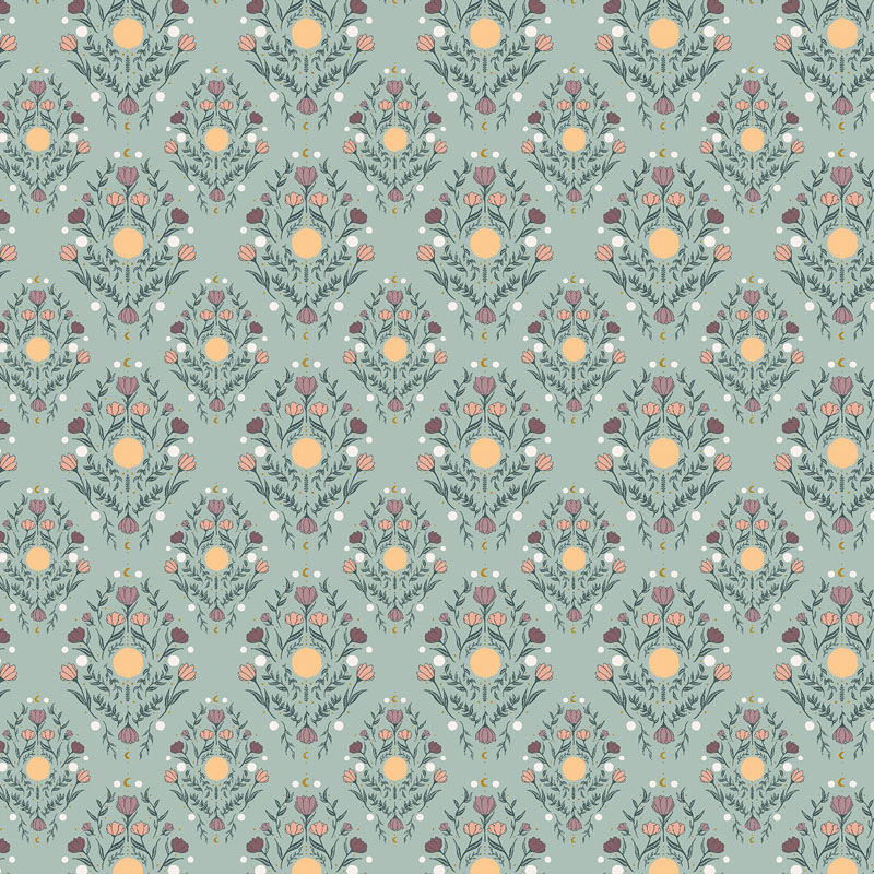 Stay Up Late By Brittany Polatis For Cotton + Steel Fabrics - Mint Dewdrop - Metallic Fabrics