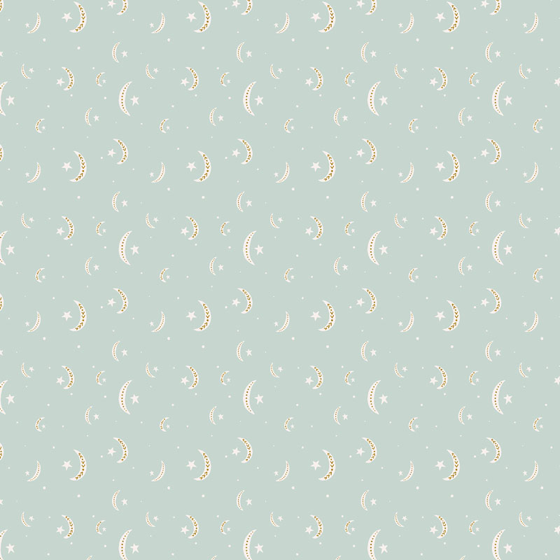 Stay Up Late By Brittany Polatis For Cotton + Steel Fabrics - Ethereal Mint - Metallic Fabrics