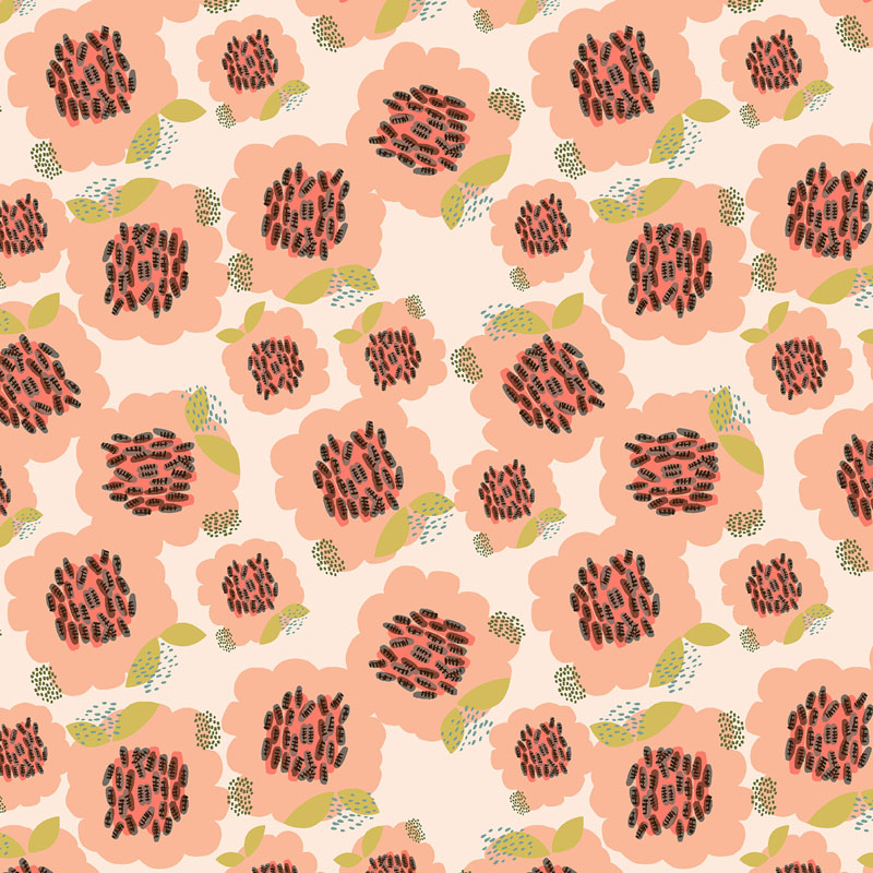 Flower Patch By Rebekka Connelly For Cotton + Steel Fabrics - Light Coral