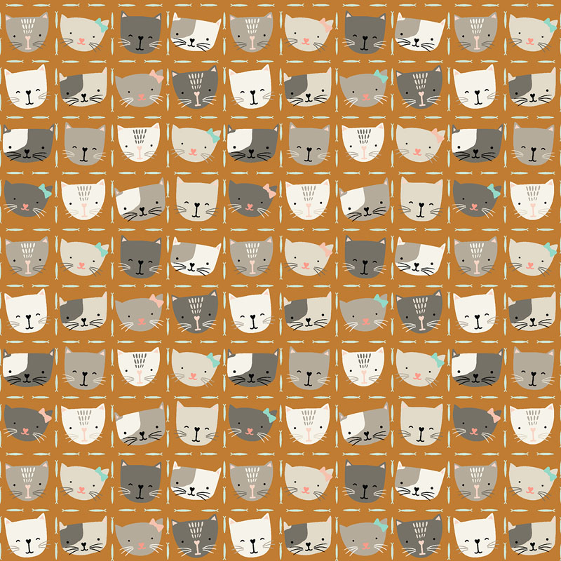 Kitty Kats By Sazerelli Designs For Cotton + Steel Fabrics - Smoke