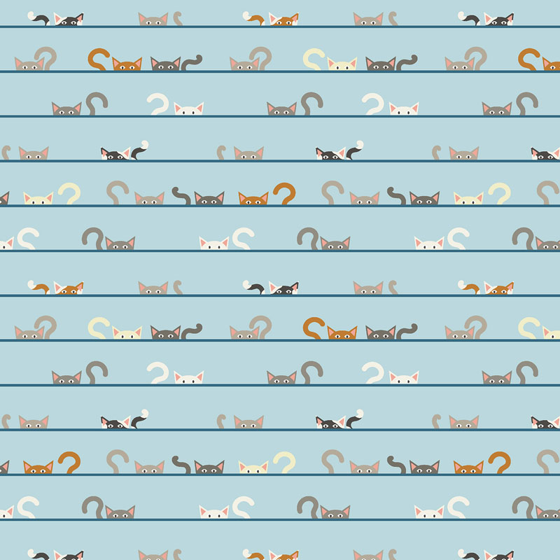 Kitty Kats By Sazerelli Designs For Cotton + Steel Fabrics - Here Kitty Kitty