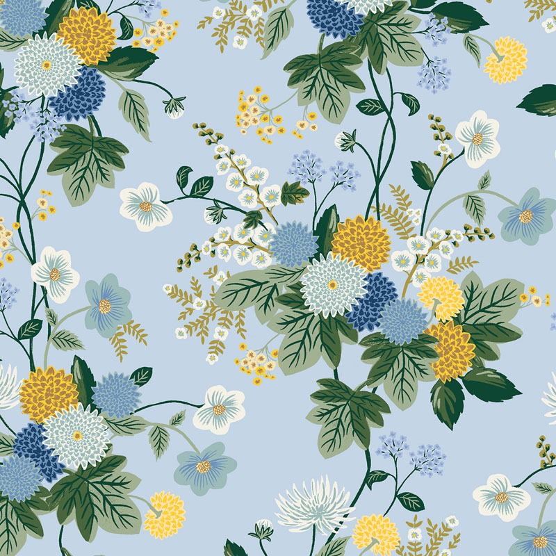 Dahlia By Rifle Paper Co. For Cotton + Steel Fabrics - Blue - Rayon Fabric