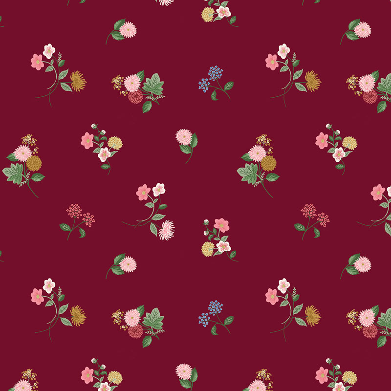 Dahlia By Rifle Paper Co. For Cotton + Steel Fabrics - Burgundy - Rayon Fabric