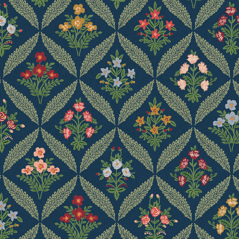 Dahlia By Rifle Paper Co. For Cotton + Steel Fabrics - Navy Multi - Canvas Fabric