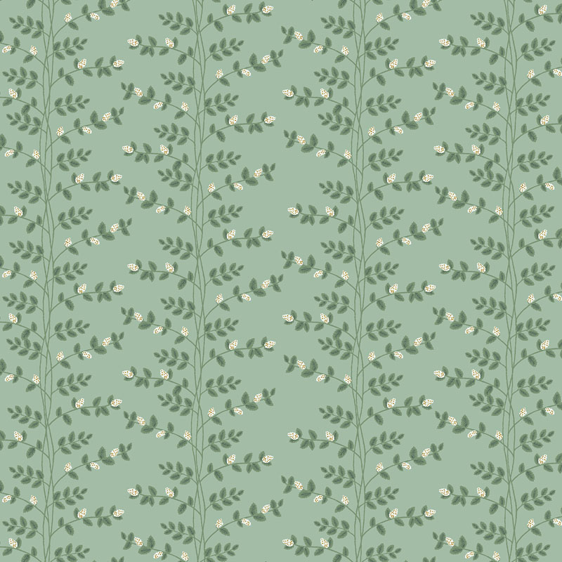 Dahlia By Rifle Paper Co. For Cotton + Steel Fabrics - Sage - Metallic Fabric