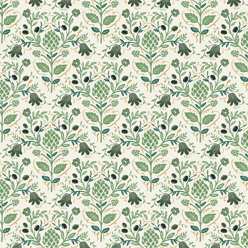 Dahlia By Rifle Paper Co. For Cotton + Steel Fabrics - Cream - Metallic Fabric