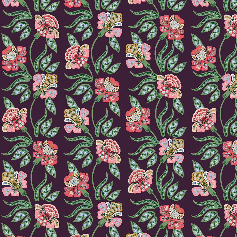 Dahlia By Rifle Paper Co. For Cotton + Steel Fabrics - Aubergine