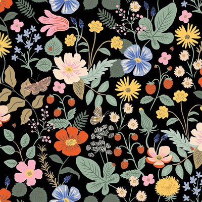 Strawberry Fields By Rifle Paper Co. For Cotton + Steel - Black - Rayon