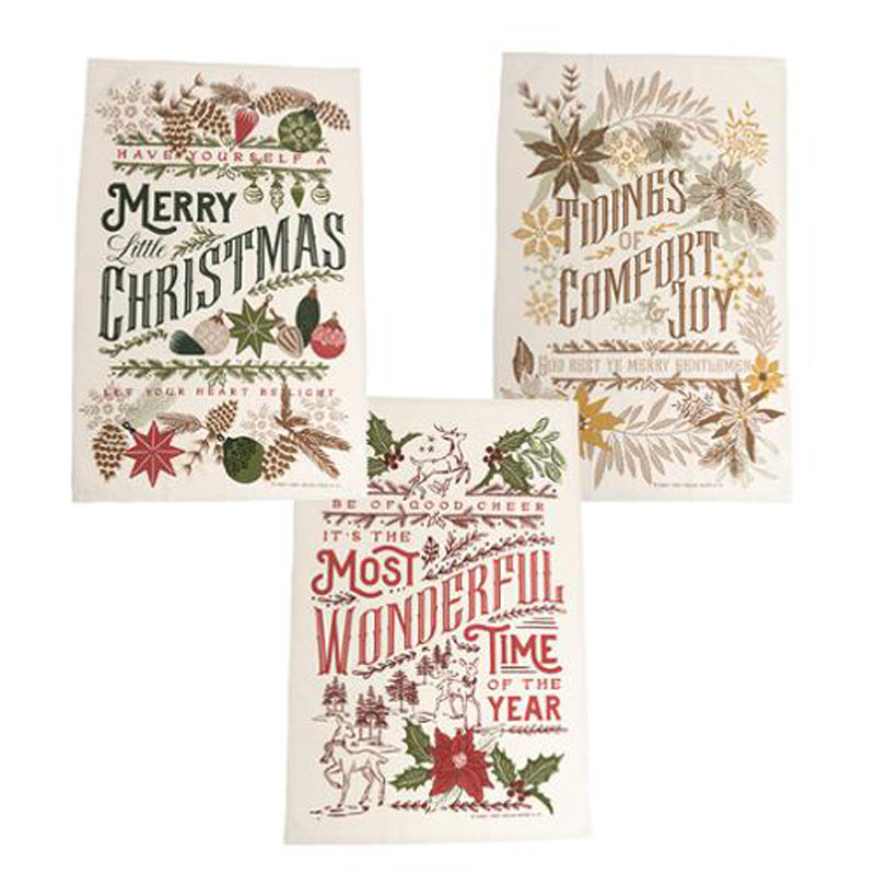 Old World Yuletide Tea Towels Set Of 3 Designs By Fancy That Design House For Moda - Multiple Of 4