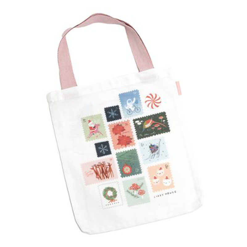 Tiny Christmas - Christmas Stamps Tote Bag By Lizzy House For Moda - Multiple Of 6