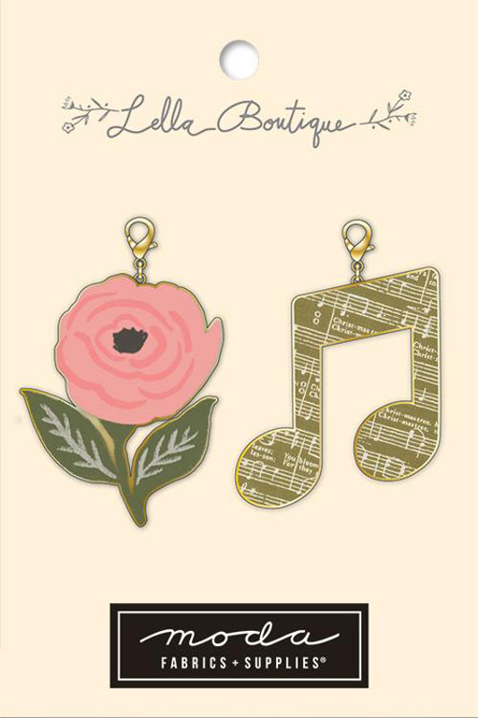 Posy Music Note Zipper Pulls 2 Ct By Lella Boutique For Moda - Multiple Of 3