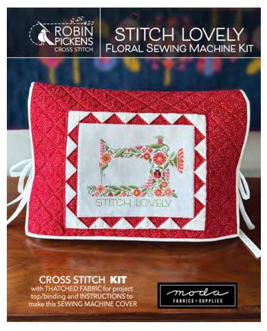 Stitch Lovely Floral Sewing Machine Cover Cross Stitch Kit By Robin Pickens For Moda - Minimum Of 3