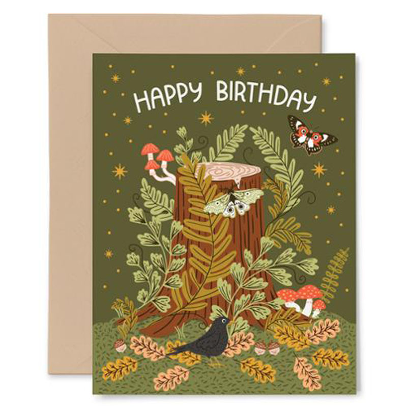 Night Owl Birthday Card - Tree Stump By Gingiber For Moda - Multiple Of 6