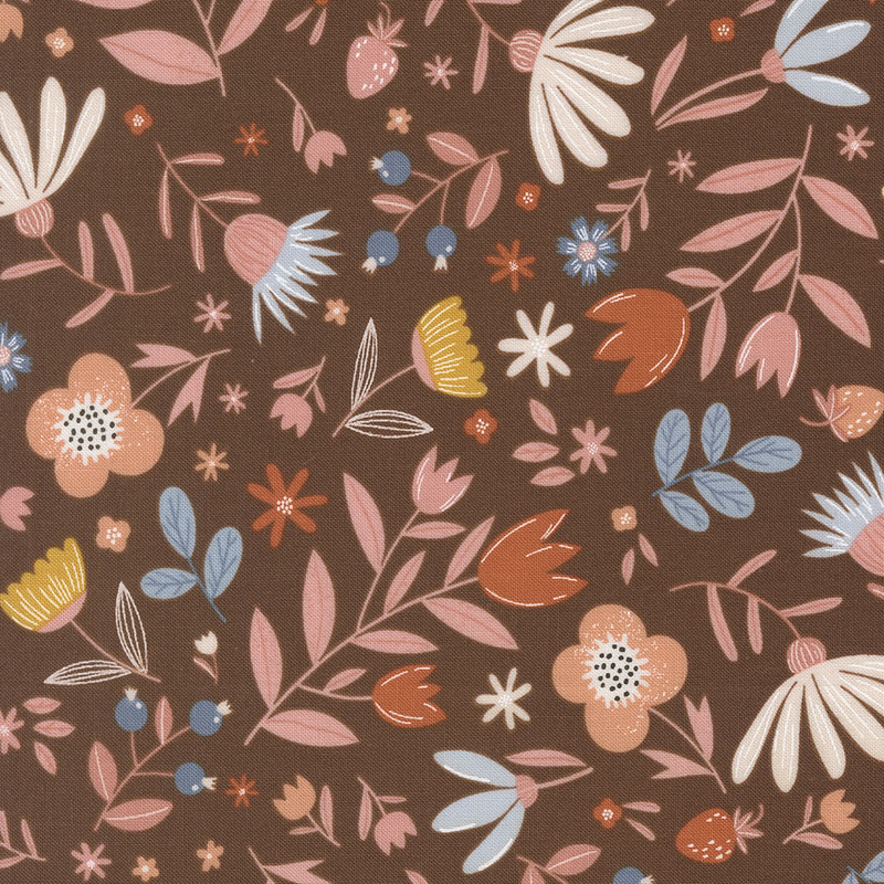 Blossoms And Blooms By Elena Amo For Moda - Chocolate