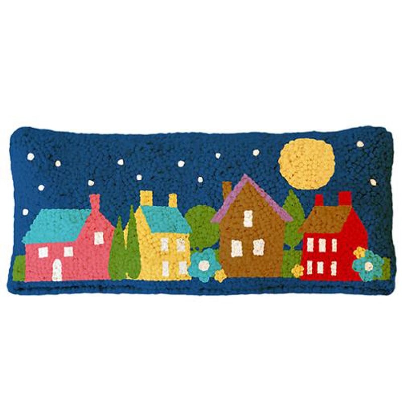 Wool Hooked Pillow Village 20" X 18" By Cathe Holden For Moda