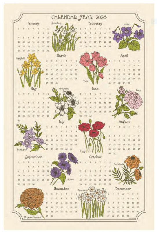 Calendar 2026 Tea Towel By Stacy Iest Hsu For Moda - Multiple Of 6