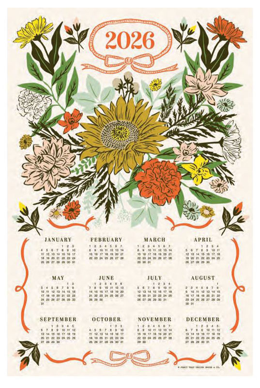 Calendar 2026 Tea Towel By Fancy That Design House - Multiple Of 6