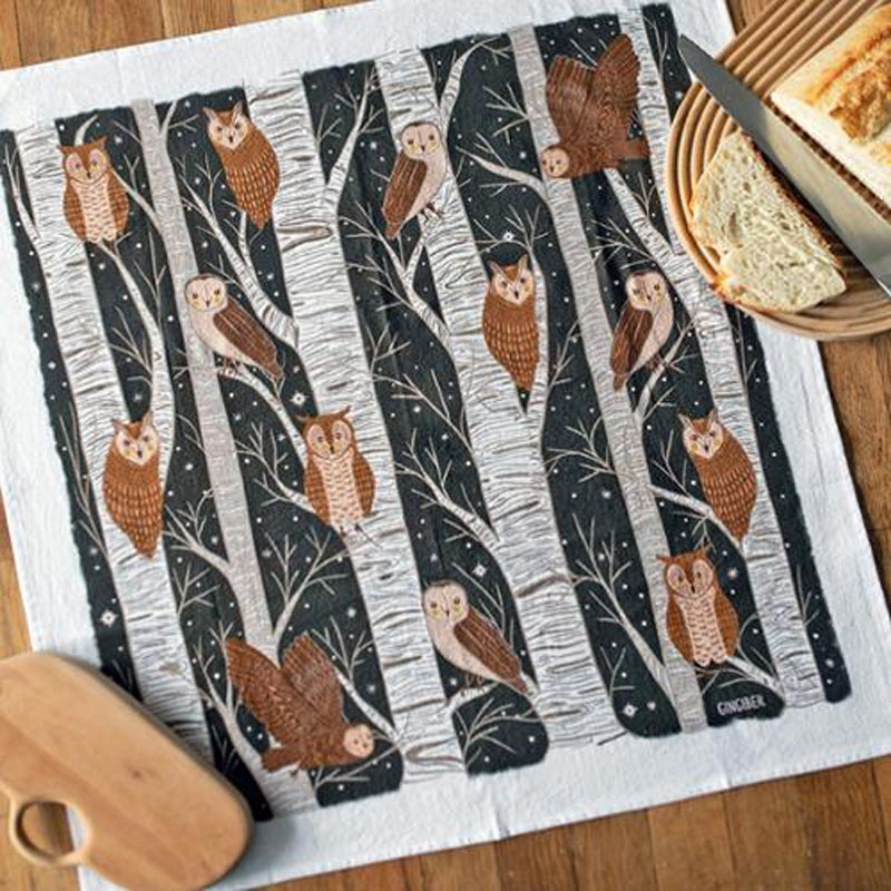 Night Owl Tea Towel -  Owl By Gingiber For Moda - Multiple Of 2