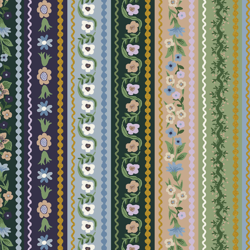 Gracie By Rifle Paper Co. For Cotton + Steel Fabrics - Gemma - Cool Canvas Metallic Fabric