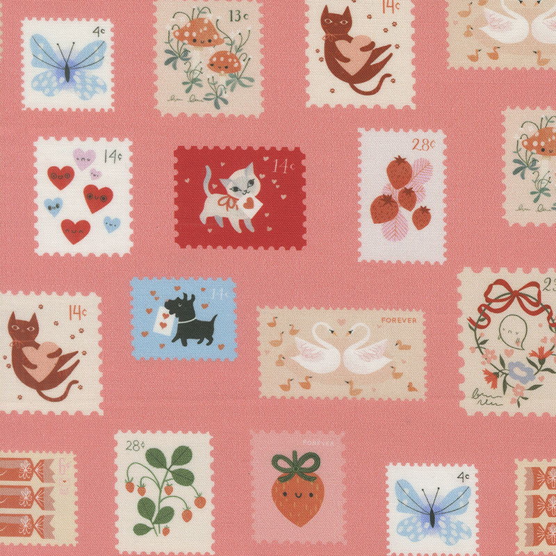 Funny Valentine By Lizzy House For Moda - Coral