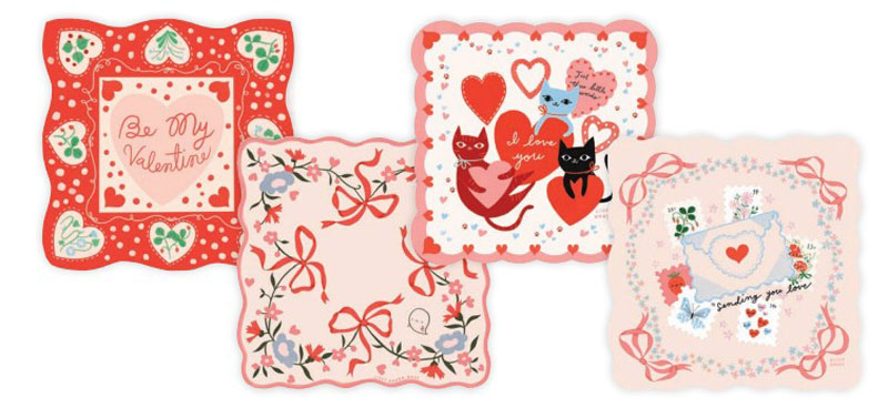 Funny Valentine Hankies By Lizzy House For Moda - Set Os 4 - Multiple Of 2