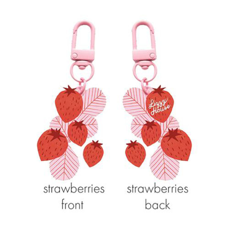 Zipper Gltr Charm Strawberry Bo By Lizzy House - Multiple Of 6