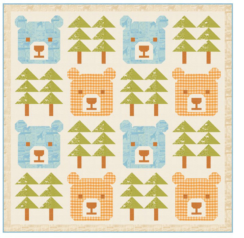 Baby Bear Pattern By Stacy Iest Hsu For For Moda - Minimum Of 3